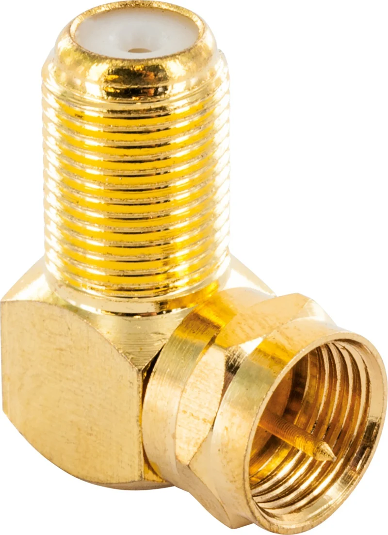 Winkeladapter F-Stecker auf F-Buchse gold