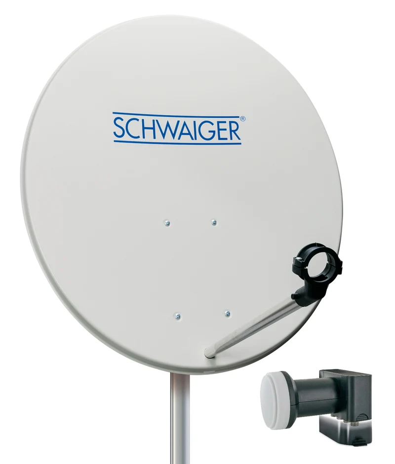 Satellitenanlage Set Hellgrau Stahl 72 cm mit Quad LNB