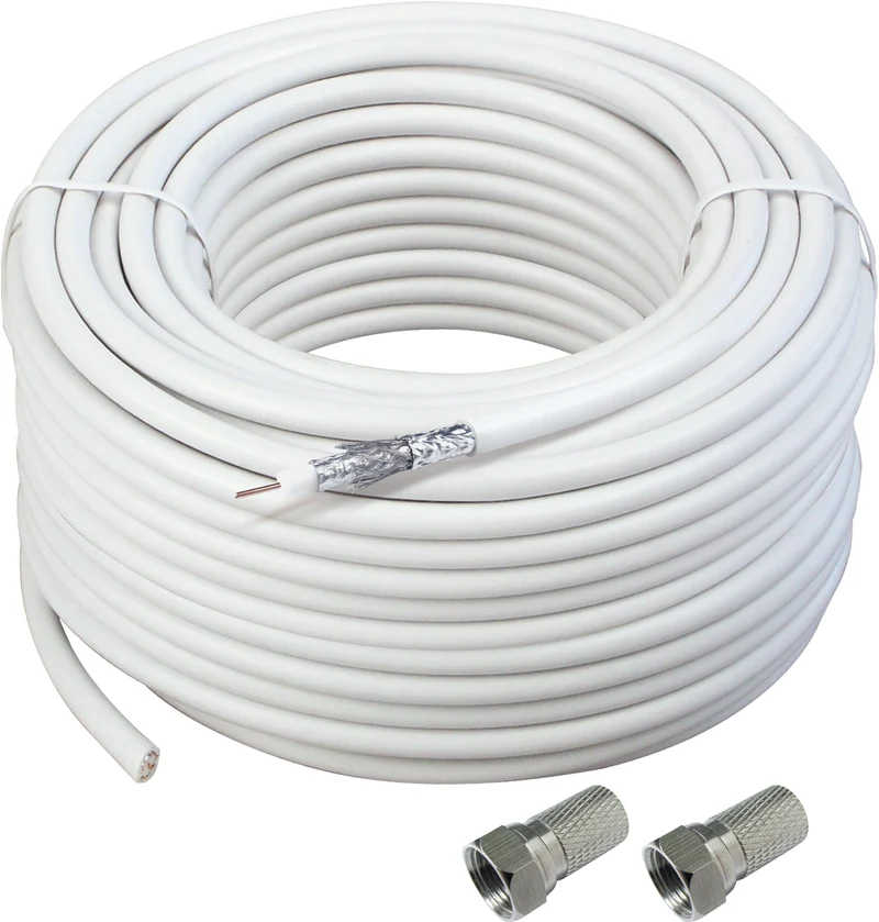 Koaxialkabel mit 2x F-Stecker 15/25 m 115 dB