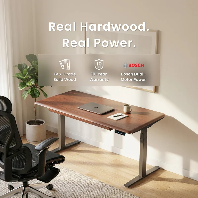 9am HOME Pesk Pro Hardwood Home Office Electric Standing Desk - American Walnut Top - 1800*750mm)