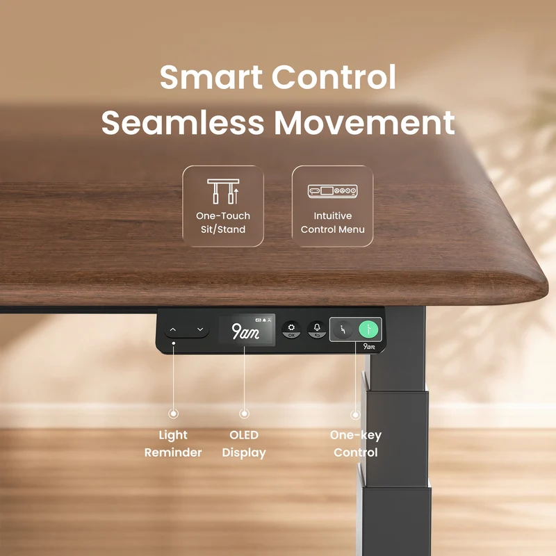 9am HOME Pesk Pro Hardwood Home Office Electric Standing Desk - (American Walnut Top)(1500*750mm)