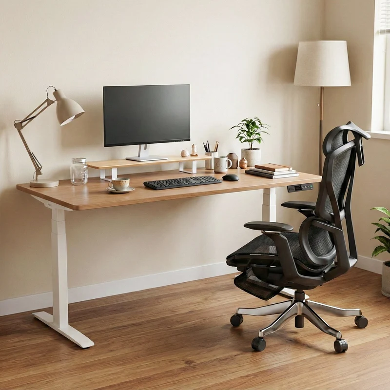 9am HOME Pesk Dual Motors Melamine Home Office Electric Standing Desk - (White Top)(1500*750mm)