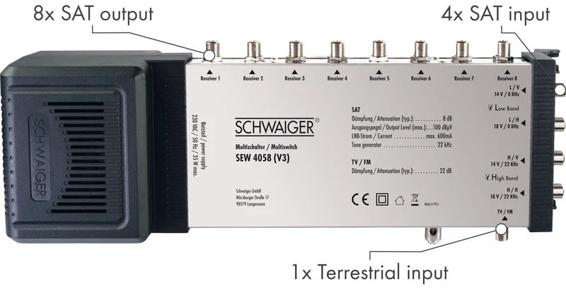SAT Multischalter 5/8 mit integriertem Netzteil