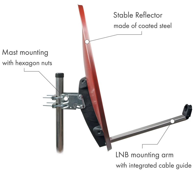 Satellitenschüssel Stahl Hellgrau/Rot/Anthrazit 75 cm