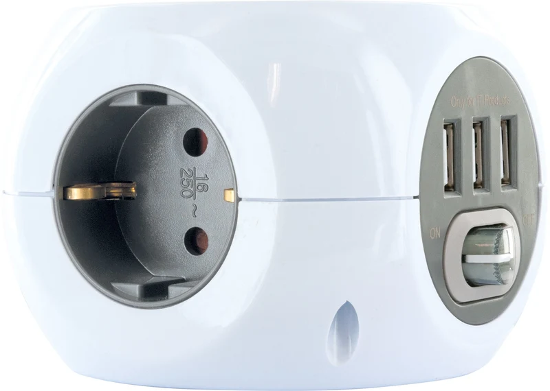 Steckdosenwürfel 3fach mit USB-A Buchsen