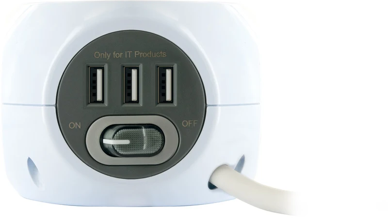 Steckdosenwürfel 3fach mit USB-A Buchsen