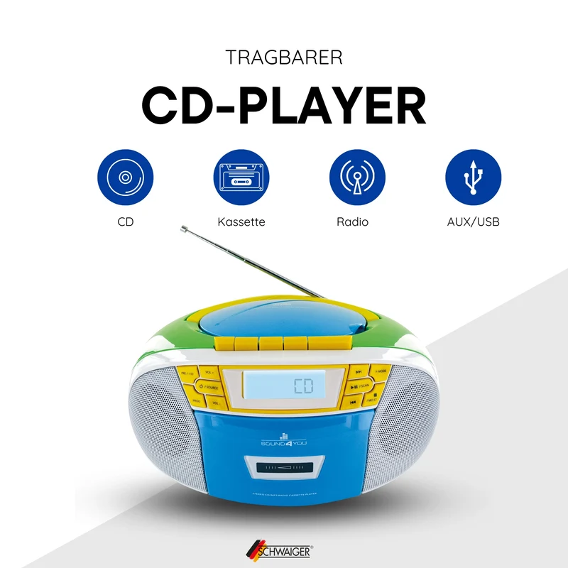 CD-Player mit Kassettenspieler und Radio