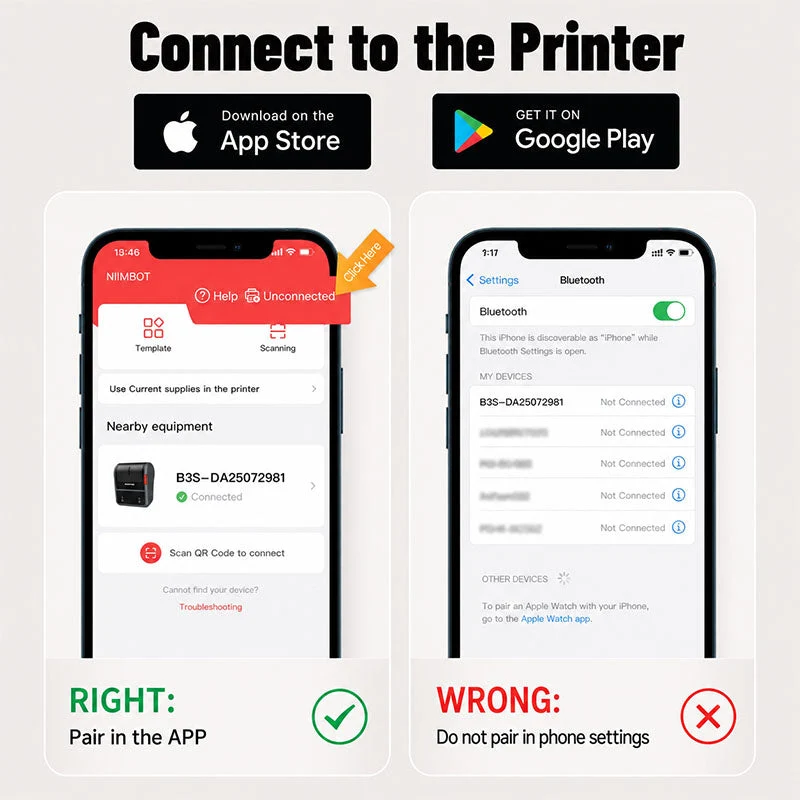 NIIMBOT B3S Label Printer Connect with Mobile and PC