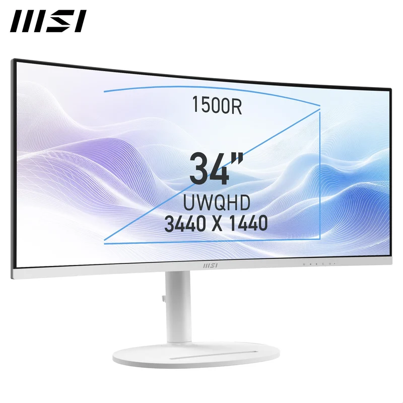 MSI Modern MD342CQPW 34" UWQHD 120Hz USB-C 98W Curved Professional Monitor (White)