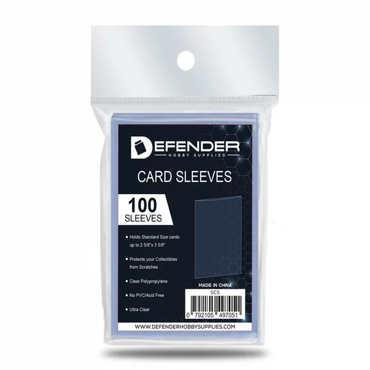 Defender Trading Card Sleeves – 2 5/8" × 3 5/8" (100 Pack)