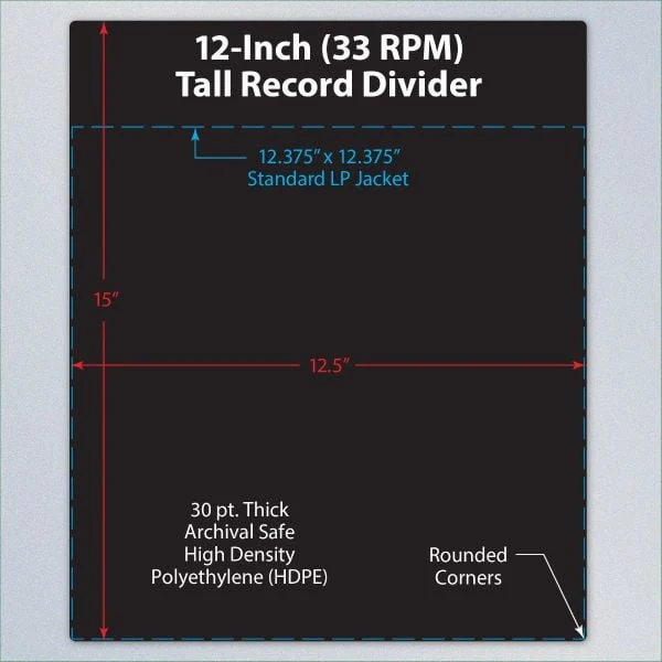 BCW 12-Inch Record Divider - Tall (Black)
