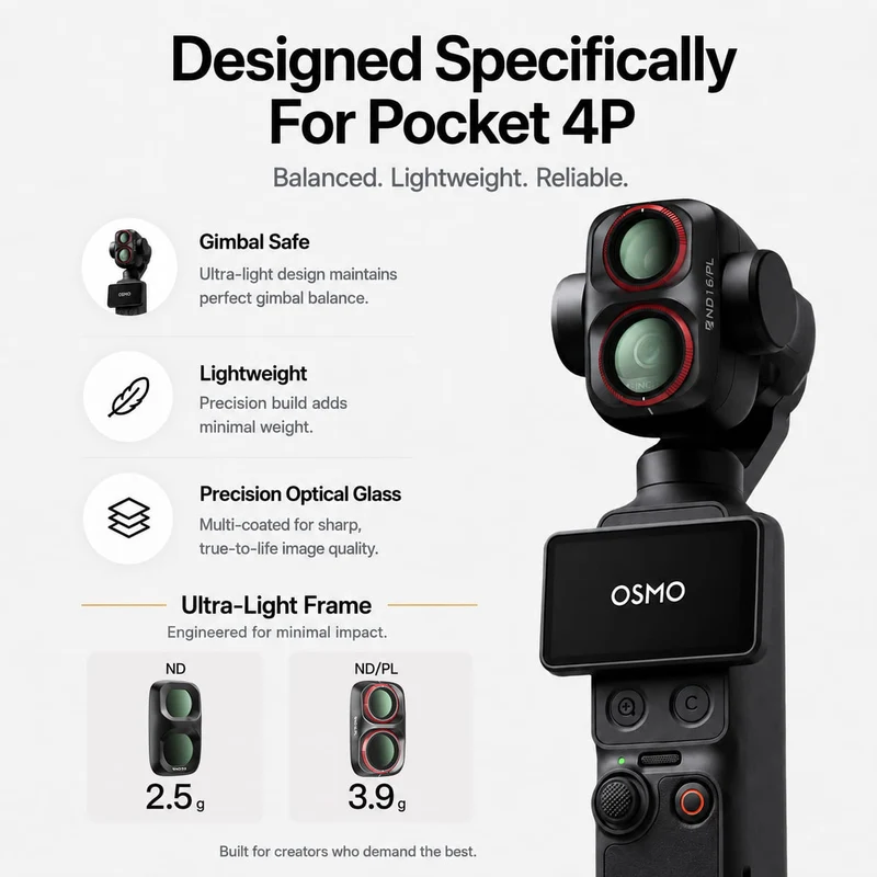 Freewell 8-pack All Day Series Filter Set for DJI Osmo Pocket 4P (Black)