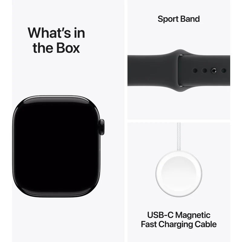 Apple Watch Series 11 46mm Jet Black Aluminium Case GPS + Cellular Sport Band (M/L) [Black]