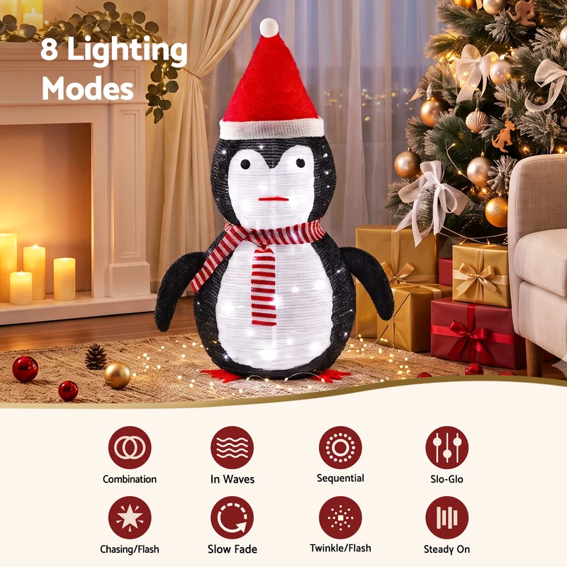 Jingle Jollys Christmas Penguin Light LED Christmas Decoration Pop Up Christmas Display 70cm