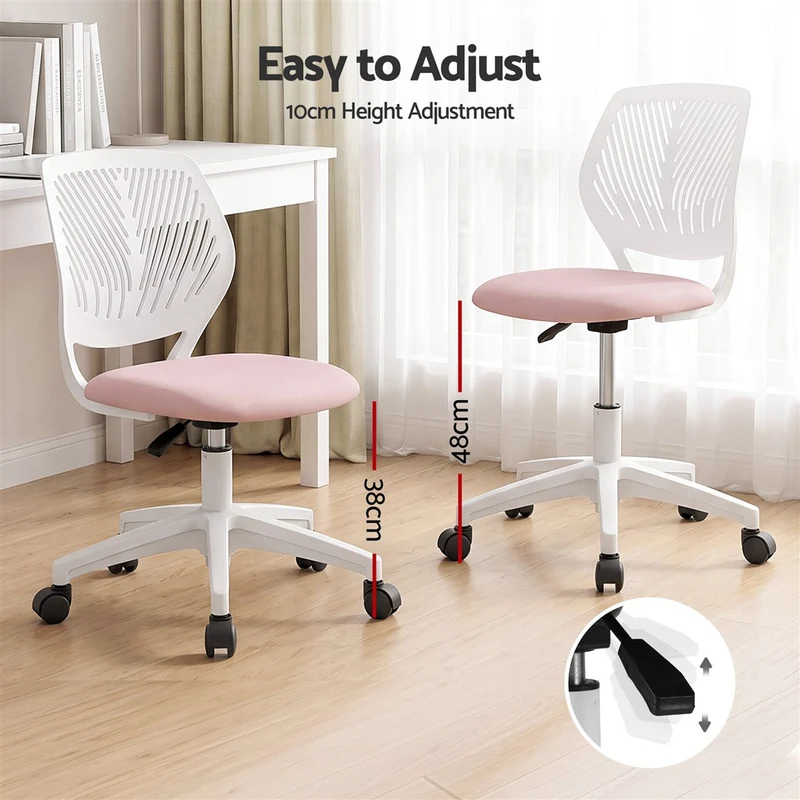 Artiss Ergonomic Office Chair Armless Study Chair Height Adjustable Pink