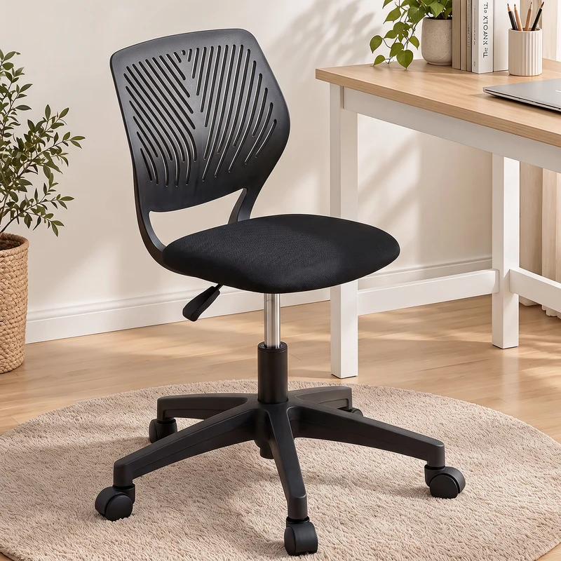Artiss Ergonomic Office Chair Armless Study Chair Height Adjustable Black