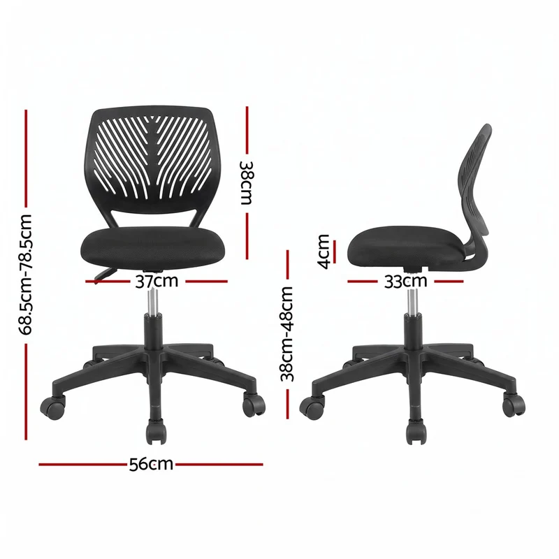 Artiss Ergonomic Office Chair Armless Study Chair Height Adjustable Black