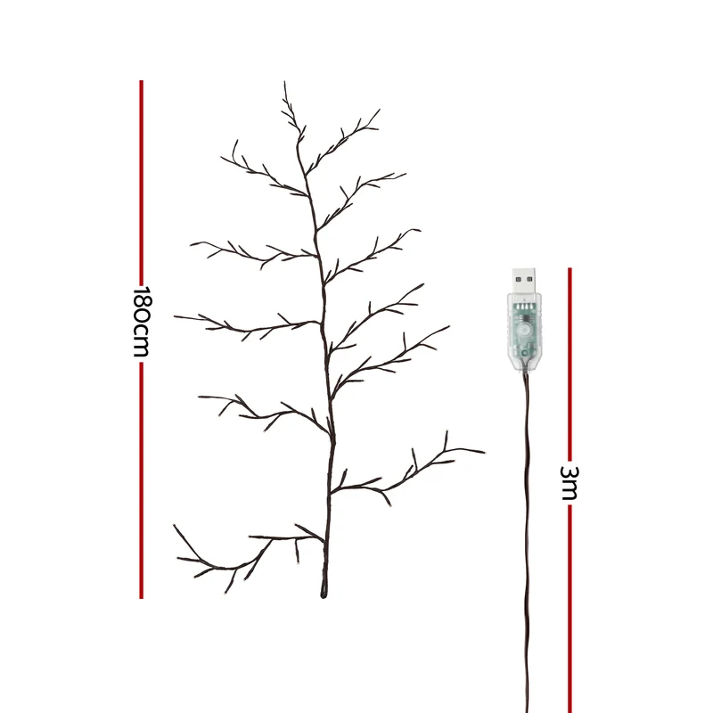 Jingle Jollys Christmas Willow Vine Lights Branch LED Fairy DIY Wall Decor 1.8m Warm White