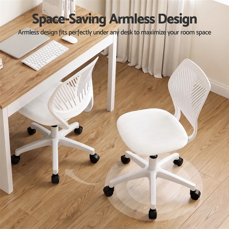 Artiss Ergonomic Office Chair Armless Study Chair Height Adjustable White