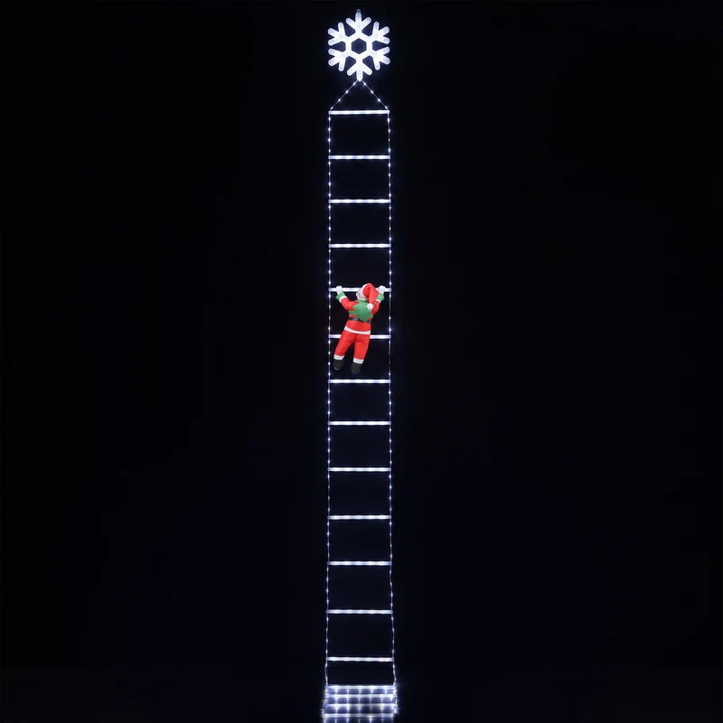 Jingle Jollys Christmas Ladder Lights Santa 3.4m 328LED Hanging Decor Cool White