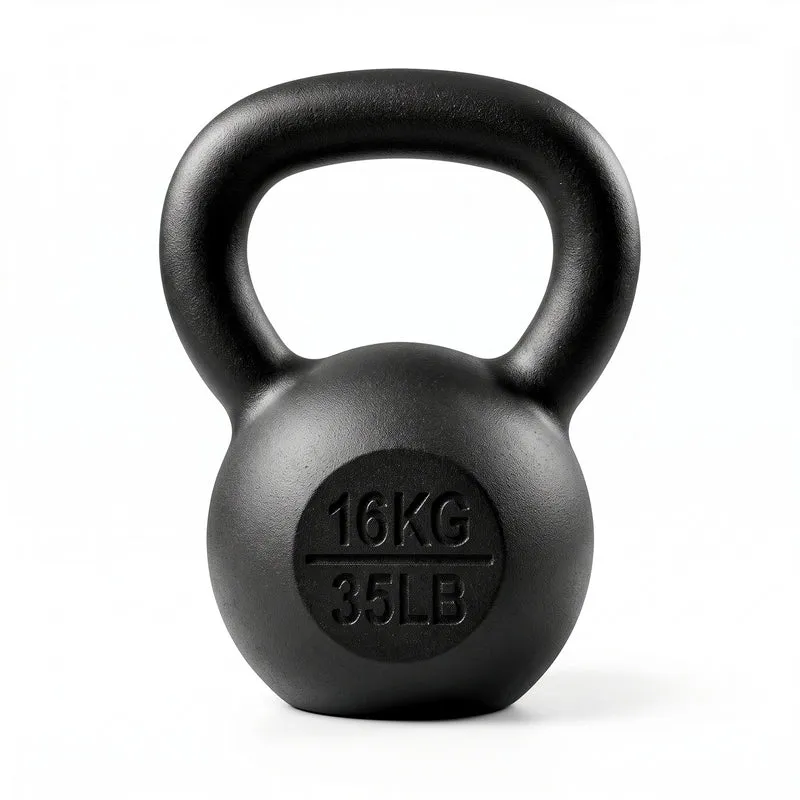 Everfit 16kg Cast Iron Kettlebell Powder Coating Flat Bottom Home Gym