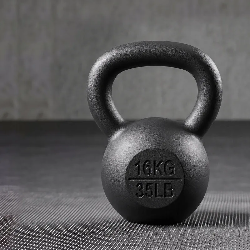 Everfit 16kg Cast Iron Kettlebell Powder Coating Flat Bottom Home Gym