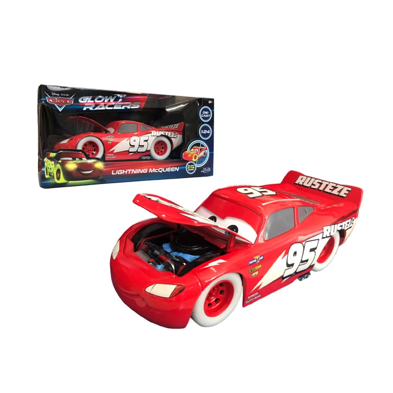 Jada 1:24 Scale Cars Lightning McQueen Glow #95 Diecast Vehicle Model