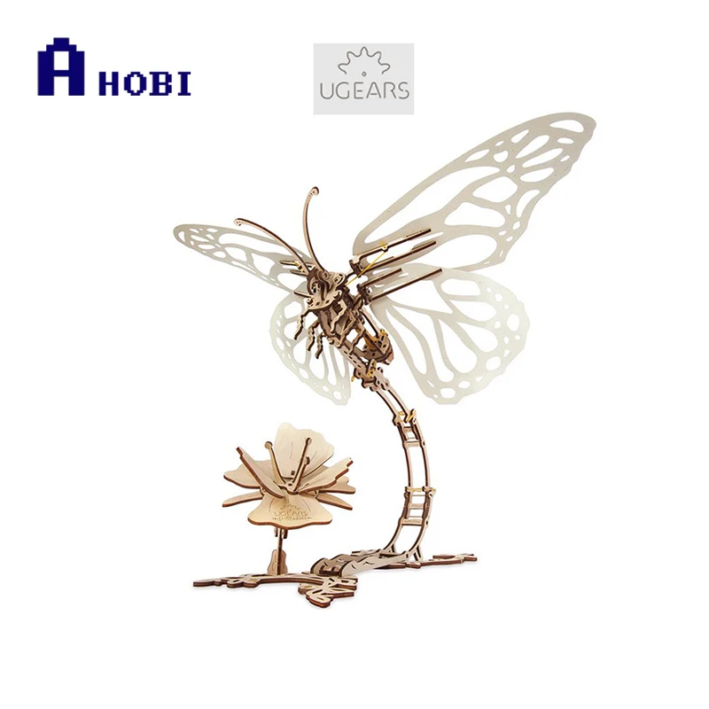 UGears 70044 Butterfly Wooden Mechanical 3D Puzzle DIY Model Kit