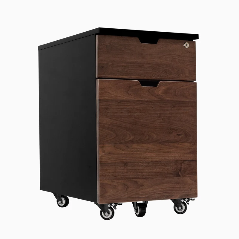 Desky Minimal Wooden Filing Cabinet - White / White Melamine