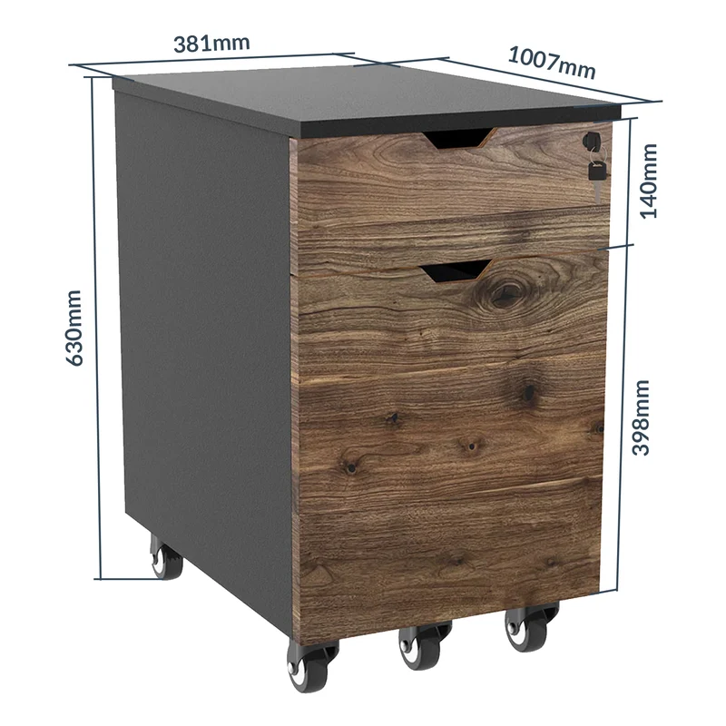 Desky Minimal Wooden Filing Cabinet - White / Maple Hardwood