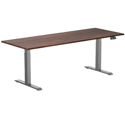 Desky Dual Softwood Sit Stand Desk 200cm American Rustic Pine Desktop and Space Grey Frame