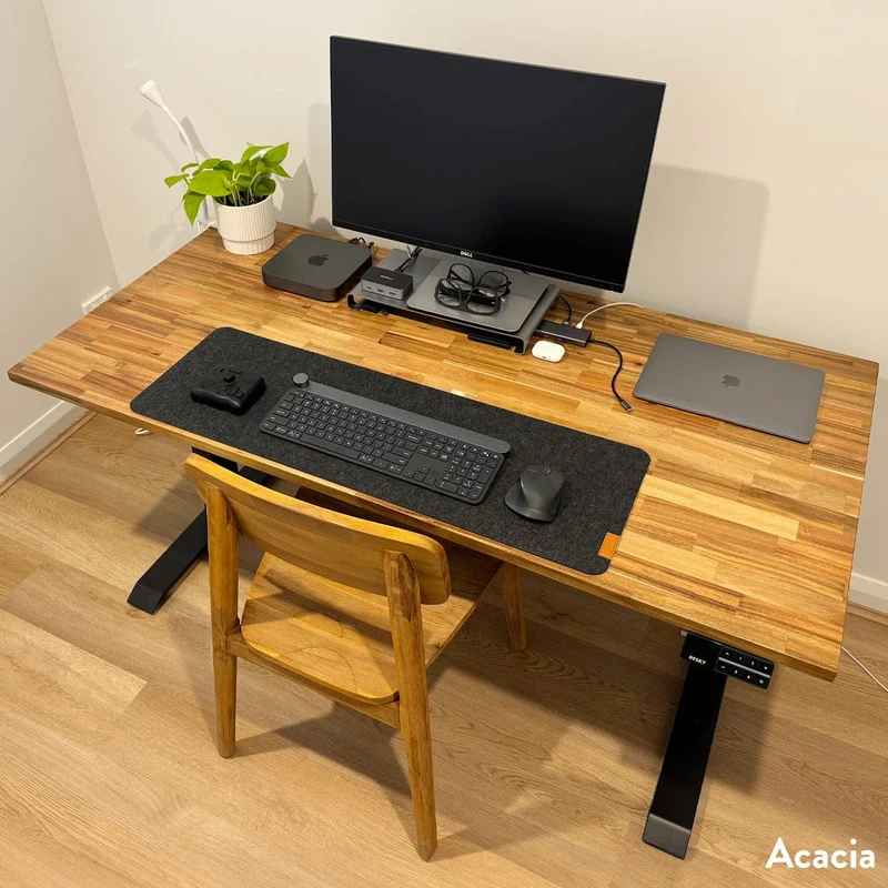 Desky Dual Hardwood Sit Stand Desk 180cm Acacia Desktop and Grey Frame