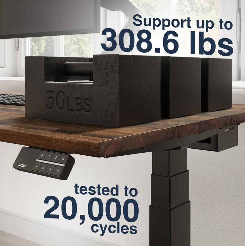 Desky Dual Hardwood Sit Stand Desk 200cm Maple Desktop and Matte Black Frame