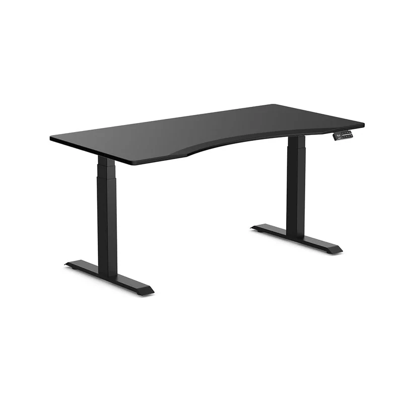 Desky Dual Ergo Edge Sit Stand Desk 150cm Black Desktop and Matte Black Frame