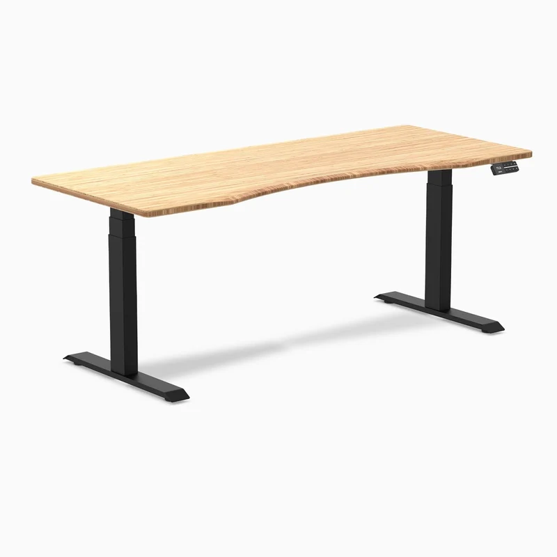 Desky Dual Ergo Edge Sit Stand Desk 150cm Black Desktop and Matte Black Frame