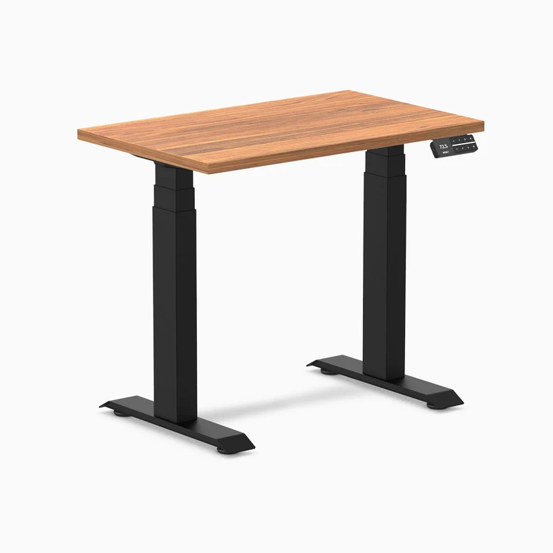 Desky Dual Mini Sit Stand Desk 800x500 Prime Oak Desktop and Matte Black Frame