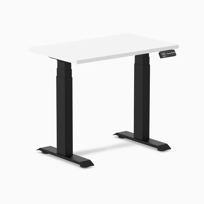 Desky Dual Mini Sit Stand Desk 800x500 White Desktop and Matte Black Frame