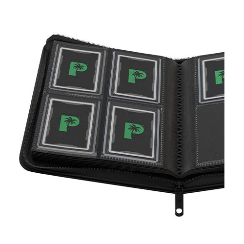 Palms Off Gaming Collector's Series 4 Pocket Card Loader TOP LOADER Zip Binder - CLEAR - Black