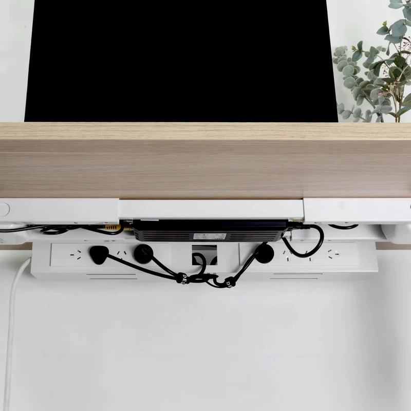 Desky Mini Cable & Power Tray 4-Plug Wheat