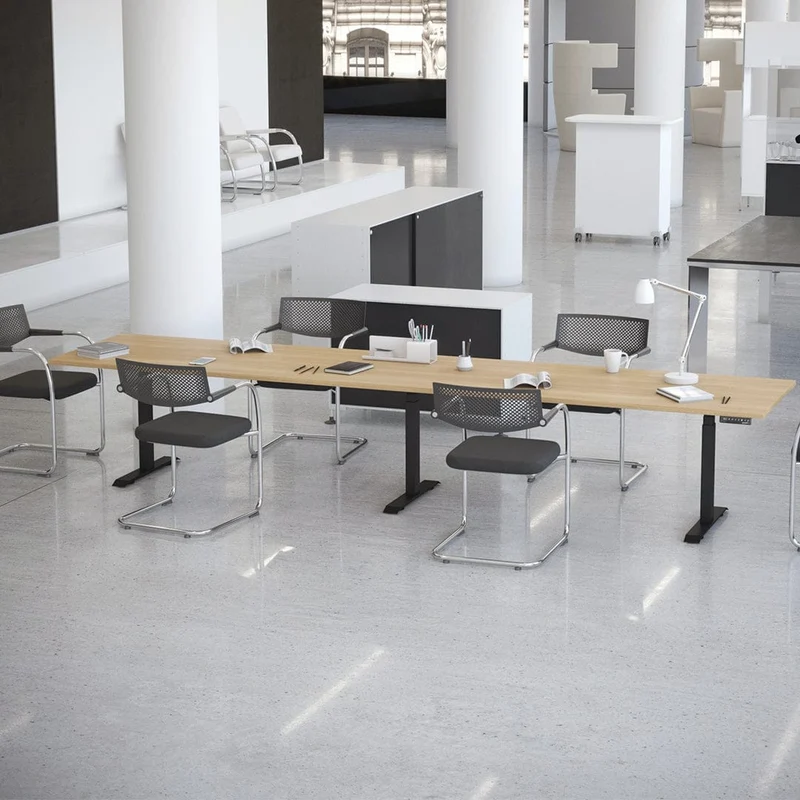Desky Triple Sit Stand Desk Frame - Matte Black