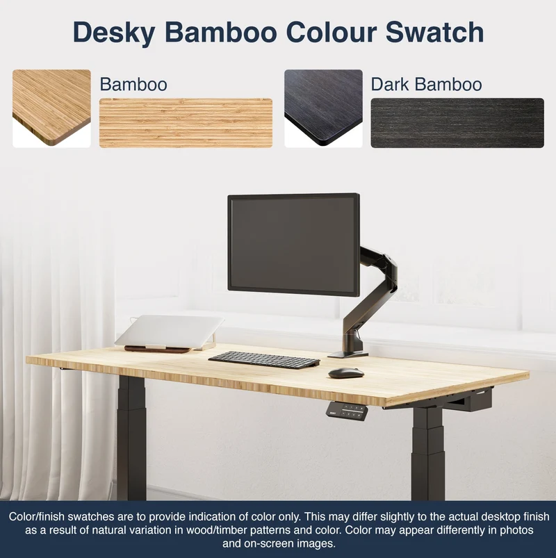 Desky Dual Bamboo Sit Stand Desk 120cm and Matte Black Frame