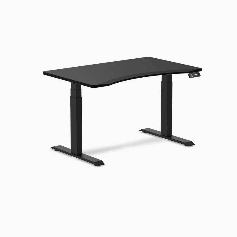 Desky Alpha Dual Sit Stand Gaming Desk - Ergo Edge 1200x750mm (Matte Black)