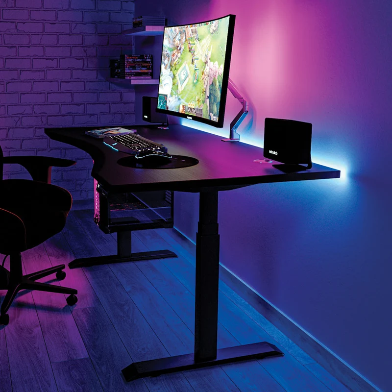Desky Alpha Dual Sit Stand Gaming Desk - Ergo Edge 1200x750mm (Matte Black)