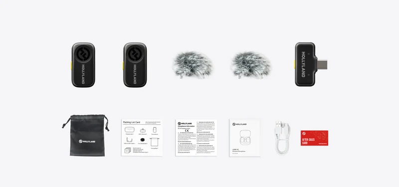 Hollyland Lark A2 Mini Duo (Space Gray, with USB-C RX) Wireless Microphone