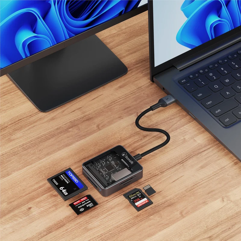 Bonelk Vision Long-Life USB-A to 4in1 Multi Card Adapter (SG/Clear)