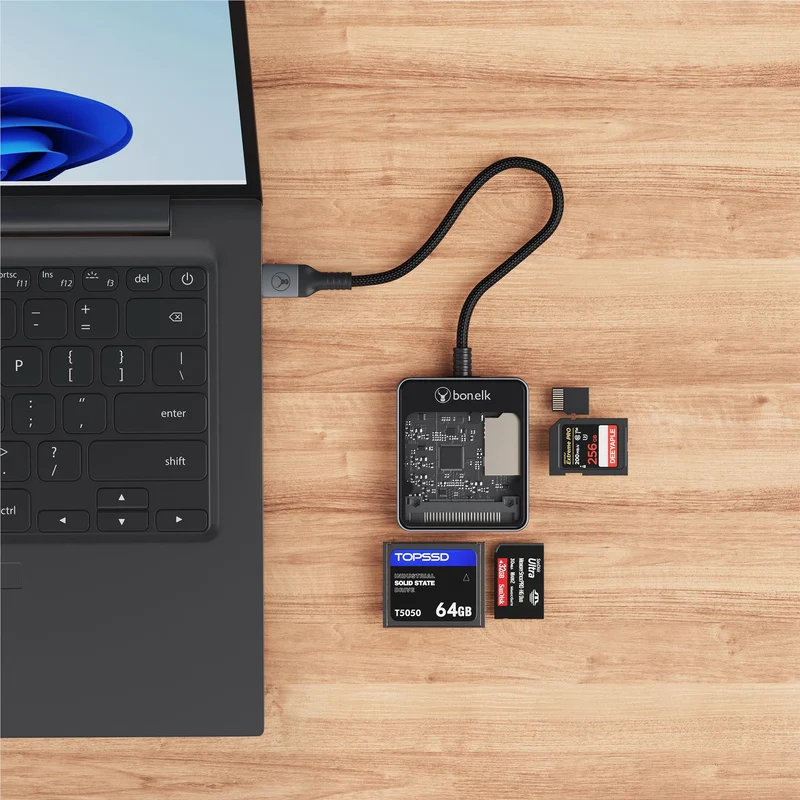 Bonelk Vision Long-Life USB-A to 4in1 Multi Card Adapter (SG/Clear)