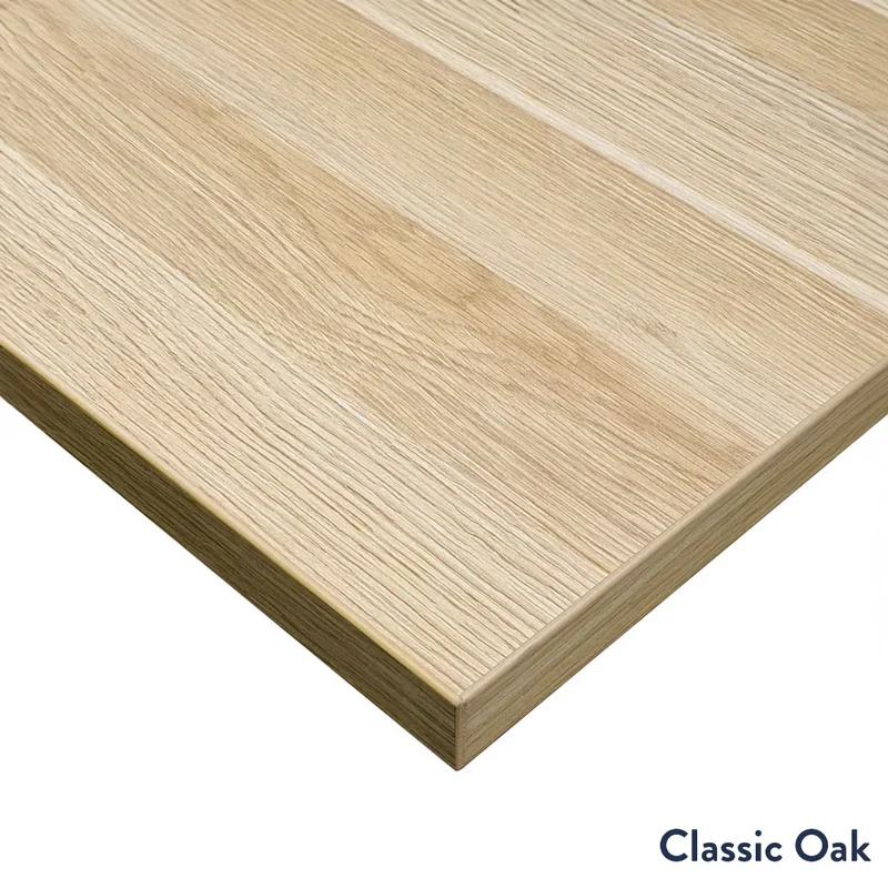 Desky L-Shape Melamine Sit Stand Desk 180cm - Right Return White Top and Wheat Leg