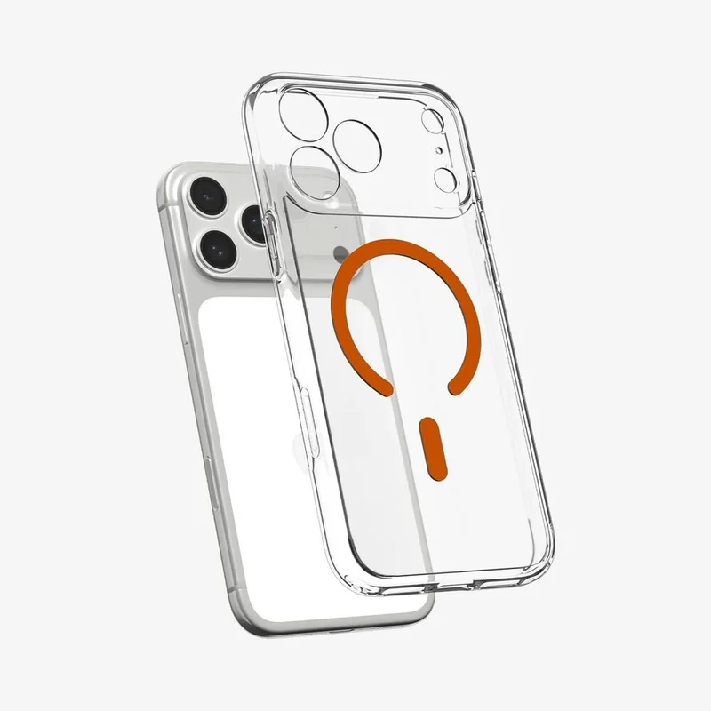 SPIGEN Ultra Hybrid MagSafe Case for iPhone 18 Pro Max/17 Pro Max (Clear Case/Orange Ring)