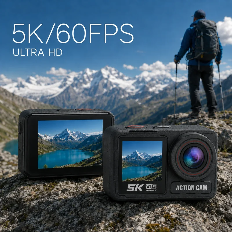ZLOS 5K 60FPS Dual-Screen Action Camera with Wi-Fi