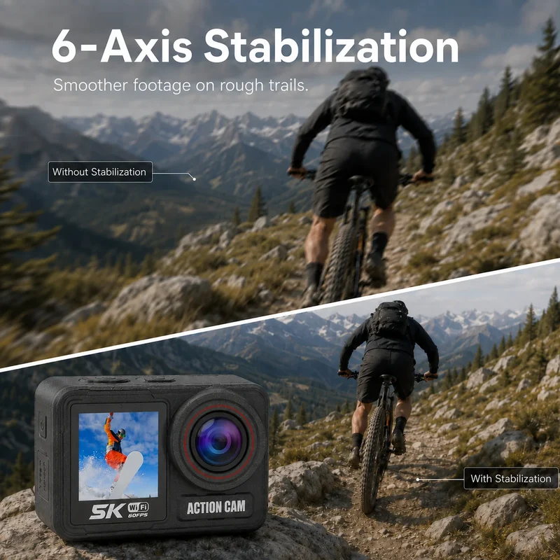 ZLOS 5K 60FPS Dual-Screen Action Camera with Wi-Fi